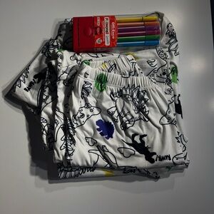 Dinosaur Pajama Set with Markers